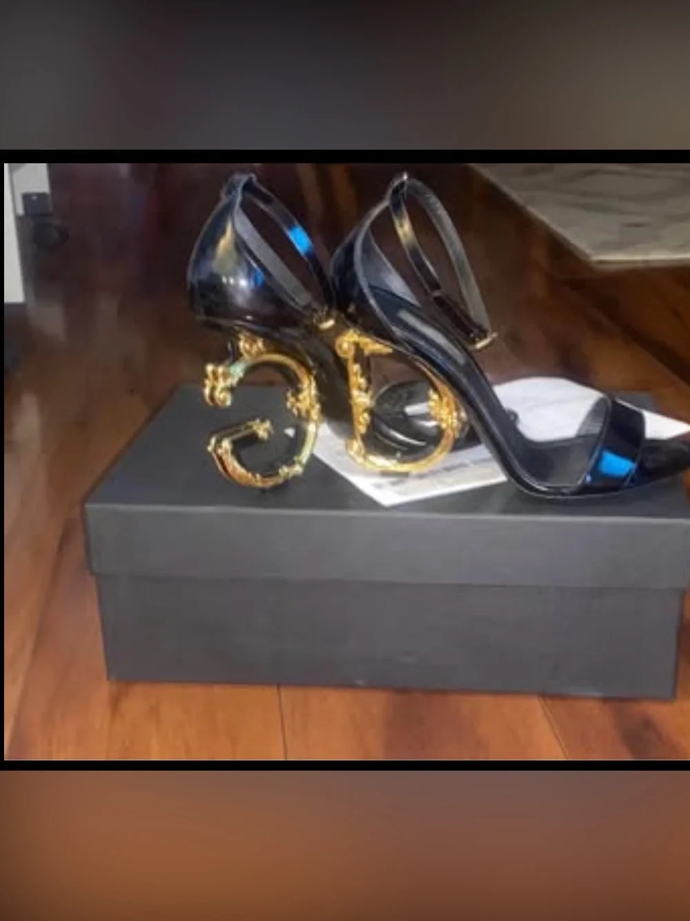 DOLCE&GABBANA Sculpted-Heel Patent Leather Sandals
